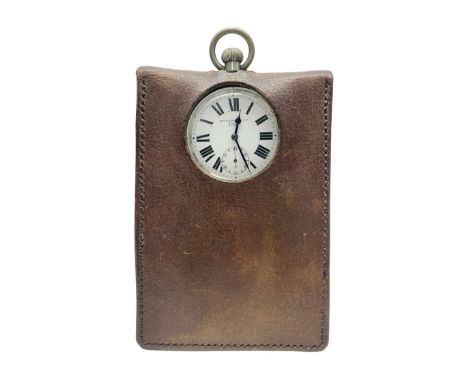 Early 20th century British Army officer's campaign clock in the form of a key-less wind nickel cased pocket watch with white 