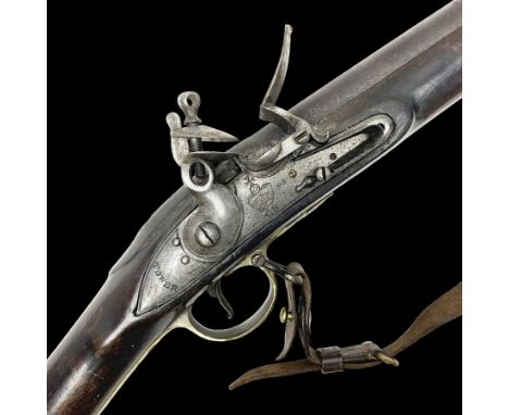 Early 19th century Brown Bess .75cal. flintlock musket, the 96.5cm(38") barrel with four barrel pins, action with Crowned GR,