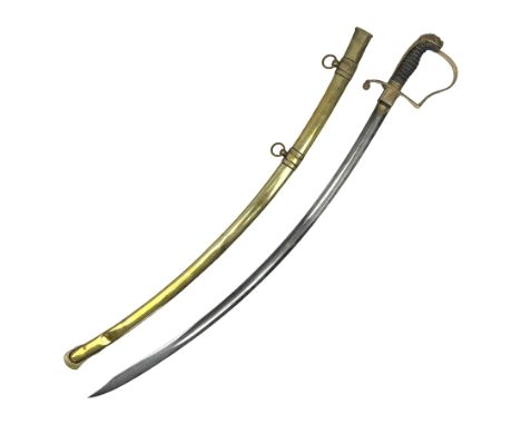 German Saxon 1st Empire Light Cavalry officer's sword c1820s, the 79cm clipped curving blade engraved with the crest of Hanov