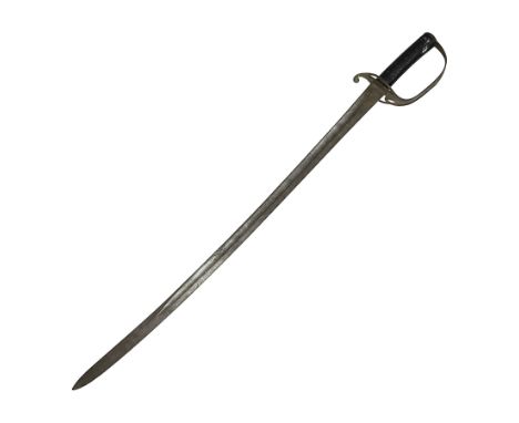 British 1853 pattern light/heavy cavalry troopers sword, with 89cm slightly curving fullered blade, three-bar steel hilt and 