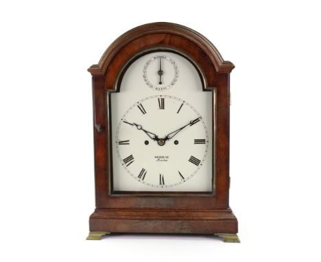 James Murray Royal Exchange London - a George III mahogany brass mounted bracket clock, the moulded domed top with a brass ca