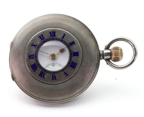 A silver half hunter cased keyless wind gentleman's pocket watch, import mark London 1912, the gilt movement numbered 2353150