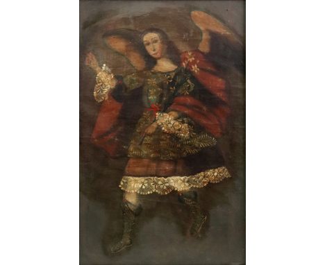 European School, 18th Century, Portrait of an angel, oil on canvas, 82 x 52cm.