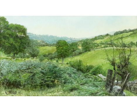 Kenneth James Saterley (British, 20th Century), Over Green Fields, signed and dated 'K S Saterley 78' (lower left) and bears 