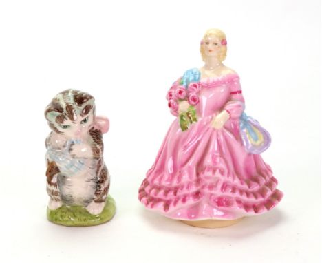 A Royal Worcester figure June 2906 modelled by Sybil V Williams and Jessamine S Bray, 10.5cm high, and a Beswick figure Miss 