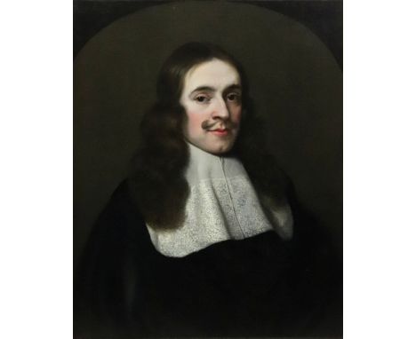 Jan van Rossum (Viennese 1630-1673), Portrait of a gentleman with long hair, a moustache and a white lace collar, signed and 