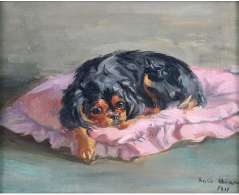 Kate Beau (British, 20th Century), Portrait of a spaniel, signed and dated, oil on board, 23 x 28cm.