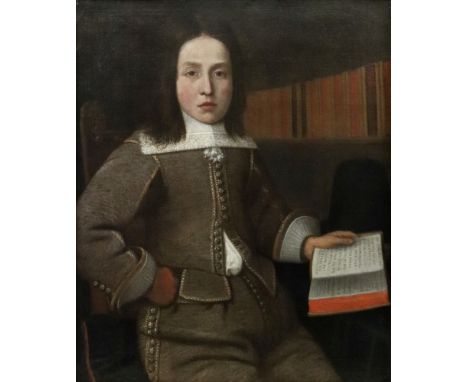 Dutch School, 17th Century, Portrait of a boy in a library, oil on canvas, 72 x 59cm.Provenance:Private UK collectionIllustra