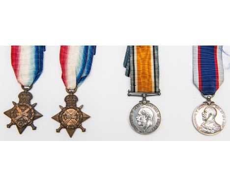 WWI medals: 1914 star (8319 Pte F Carter 1/R Berks R) F; 1914-15 star  (53763 Gnr A.F. Flood R.F.A.) VF; BWM (G 4768 Pte J Gr