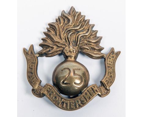 A WWI Kitchener's Army 2nd type brass cap badge of the 25th (Frontiersmen) Bn. The Royal Fusiliers. GC (K&amp;K fig 1143). £1