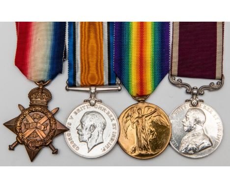 Four: 1914 star (T 18040 SD-Cpl J G Pinnell A.S.C), BWM, Victory (as S. Sjt), Army LS &amp; GC, Geo V military bust (T 452, R