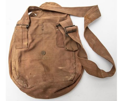 A very rare WWI Canadian ORs haversack, brown fabric outer, white lining,  inside flap marked "Smart Woods Limited Ottawa 191