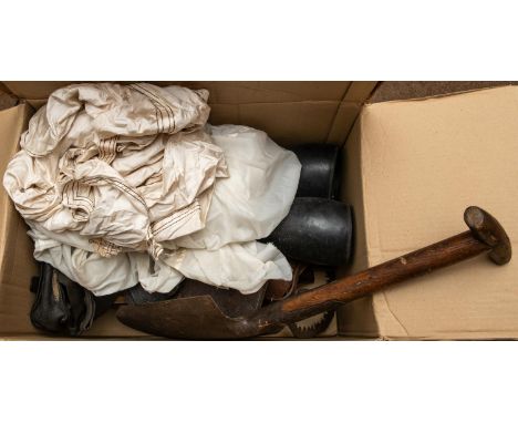 1914 patt leather equipment, pair of pouches, entrenching tool blade holder, E.T. handle frog, etc, in excavated condition, 3