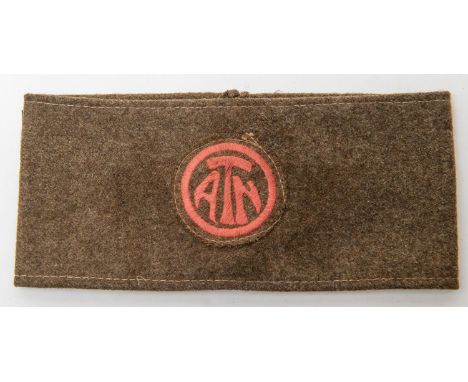A rare WWI British 18th Division arm brassard with "ARN" patch applied. £80-100