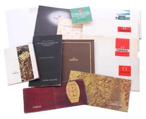 Assorted collection of watch related promotional brochures and booklets, to include mostly Omega; also Patek Philippe, IWC an