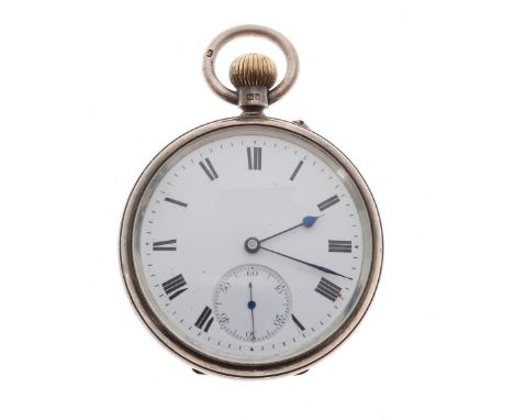 Silver lever pocket watch, London 1911, unsigned gilt frosted three quarter plate movement, no. 341531, the dial with Roman n