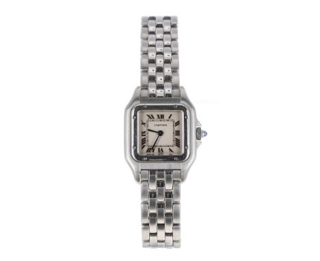 Cartier Panthére Francaise stainless steel lady's bracelet watch, ref. 1320, serial no. CC317900, sapphire cabouchon crown, q
