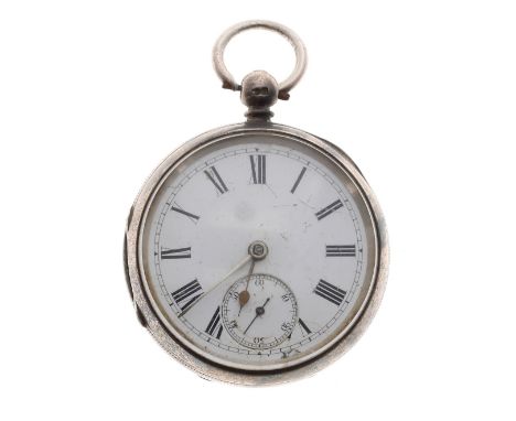 Victorian silver fusee lever pocket watch, London 1883, unsigned movement with dust cover, the dial with Roman numerals and s