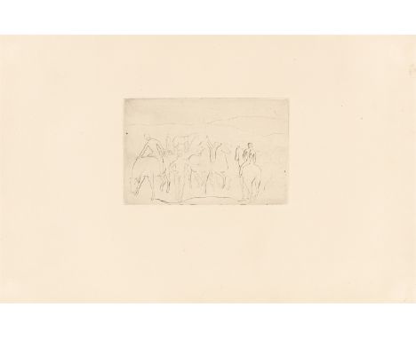 Pablo Picasso (Málaga 1881 – 1973 Mougins). „L'abreuvoir (chevaux au bain)“. 1905/1913Kaltnadel auf Papier.  11,8&nbsp;×&nbsp