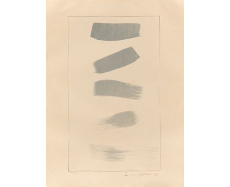 Lee Ufan (Kyongnam, Korea 1936 – lebt in Kamakura und Paris). „From Brush 3 (Print No. 21)“. 1973Lithografie auf Japanpapier.