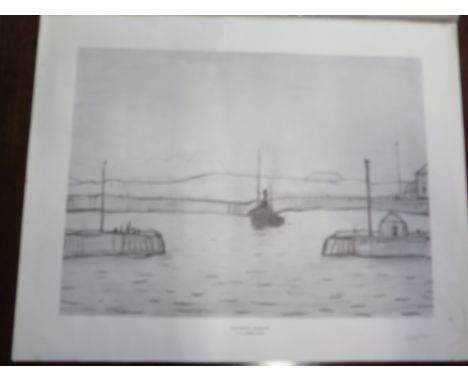 A Dean Arts Limited edition print - Maryport Harbour 1956 by  L S Lowry - number 208 of 500 - 14 3/4 inches x 11 inches - sma