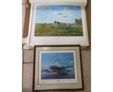 A framed limited edition print "Halifax Friday 13th Bombing up" 208/850signed Arthur T Harris and Frank Wootton and a large u