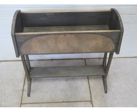 An Art Nouveau limewood planter/jardiniere with carved fir cone decoration, signed M Richard - 72cm tall x 70cm x 33cm - stur