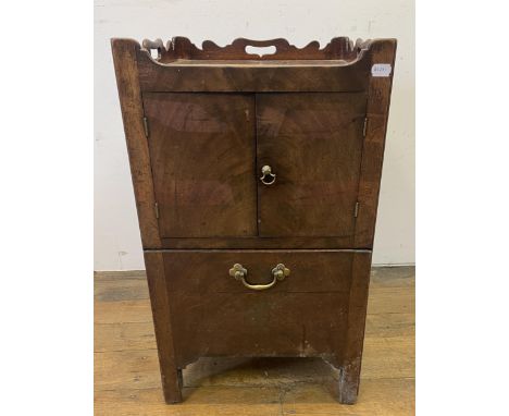 A mahogany tray topped cupboard, converted from a commode, 48 cm wide 