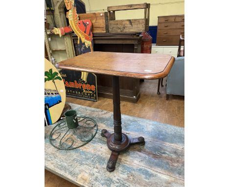 A rectangular table, a table on bobbin turned legs, lacking a leg, a bucket, a chair, an oval mirror, a trough, a tree stand,
