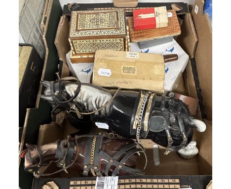 An Art Deco style figure, assorted ceramics and other items (3 boxes) 