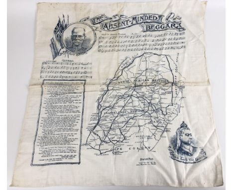 A Victorian novelty handkerchief The Absent Minded Beggar, 44 x 46 cm 