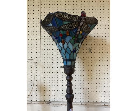 A Tiffany style standard lamp, five other standard lamps, and two side tables (8) 