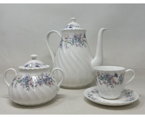 A Wedgwood Angela pattern part service, a Royal Standard White Lady pattern coffee set and a print of a ship (qty) 
