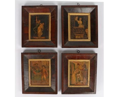Pair of Victorian prints depicting a mother and child leaning from the window of a burning building, captioned "MY CHILD MY C