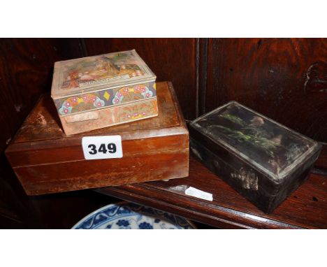 A Girard et Cie Ltd face powder box "Nirvana-poudre de riz", c. 1910, a Mauchline-type box with Buckingham Palace print on li