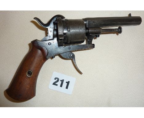 Victorian pocket pinfire revolver pistol, Belgian, late 19th c. with some markings - see photos (Please note that we cannot a