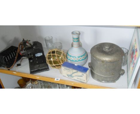 Chinese pewter 'picnic' pot, a Bingoscope film projector and four other items