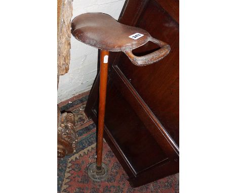 Edwardian shooting stick with leather 'saddle' seat by William Mills Ltd (no.290)