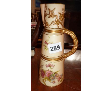 Royal Worcester blush ivory and gilt jug, pattern 1047, puce mark