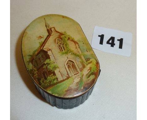 Early English papier-mache snuff box