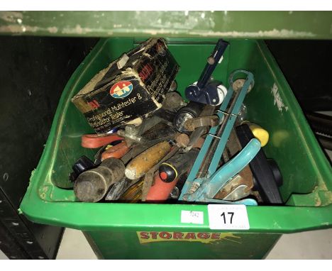 A box of assorted tools