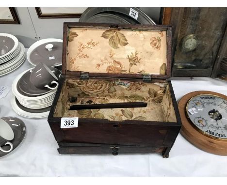 A mahogany tea caddy with drawer, a/f.