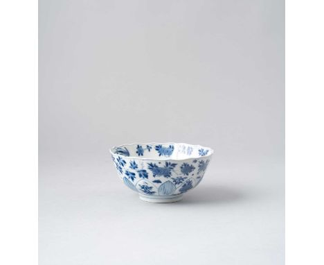 NO RESERVEA CHINESE BLUE AND WHITE MOULDED BOWL  SIX-CHARACTER KANGXI MARK AND OF THE PERIOD 1662-1722  The rounded sides rai