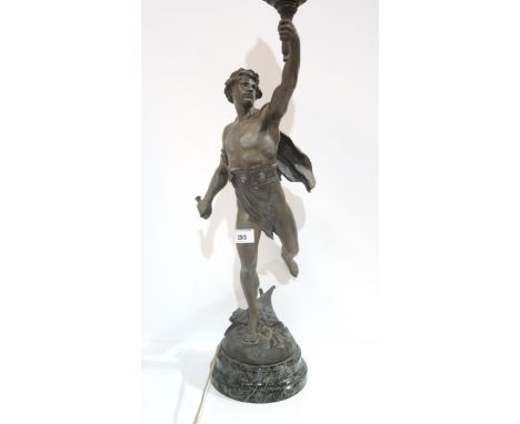 A spelter figural lamp titled Victory&nbsp; Condition Report:Available upon request