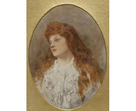 BRITISH SCHOOL&nbsp;Portrait head, monogrammed, watercolour, 14 x 11cm Condition Report:Available upon request