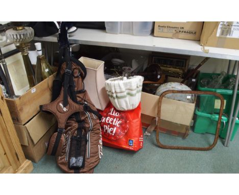 PLEASE NOTE: THE BOX CONTAINING THE GLASS CEILING LIGHT SHADE AND WOOD PLANE HAS BEEN REMOVED FROM THIS LOTA large mixed lot 