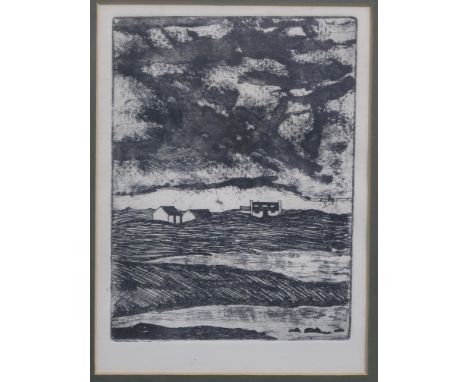 ROBERT HOUSTON&nbsp;Dumbarton Rock, signed, etching, 17 x 27cm and two others (3) Condition Report:Available upon request