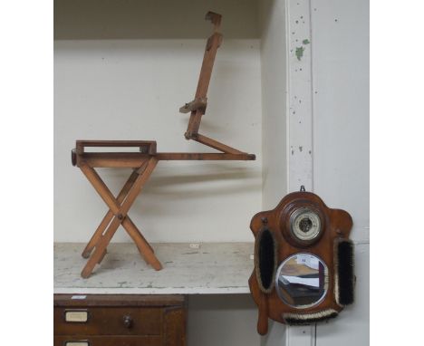 A 20th century pine artists folding easel stool and a Hange barometer hall mirror (2) Condition Report:Available upon request