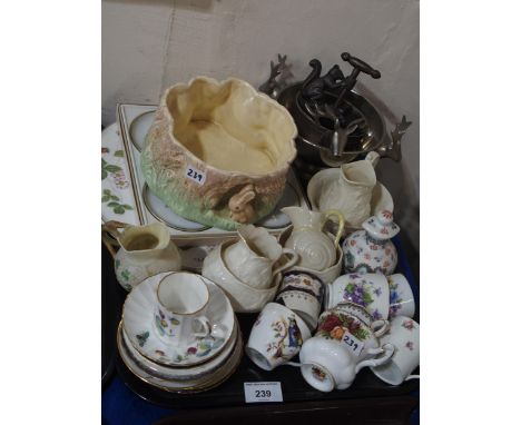 Assorted Belleek and cabinet cups and saucers including Royal Worcester etc Condition Report:Not available for this lot.