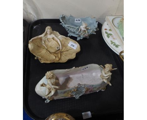 A continental maiden dish, two others and a Moet and Chandon style mirror Condition Report:Not available for this lot.